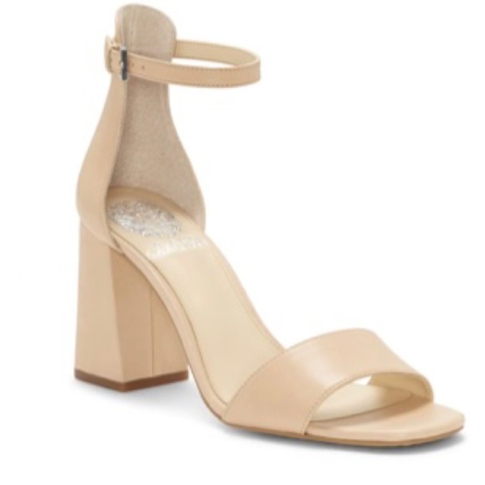 Vince Camuto winderly ankle strap. Color: buff leather. Size 5…3.5” block heel